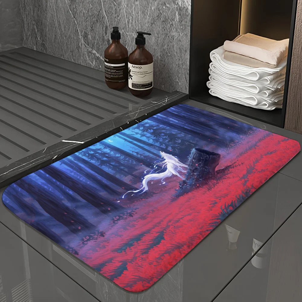 Коврик Для Пола Wolf King White Fang Противоскользящий Ванной Прямоугольный Домашний