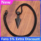 Длинное ожерелье со стрелкой для мужчин, модное дизайнерское матовое черное Ювелирное Украшение в стиле хип-хоп, панк-рок, Рождественский подарок на Хэллоуин