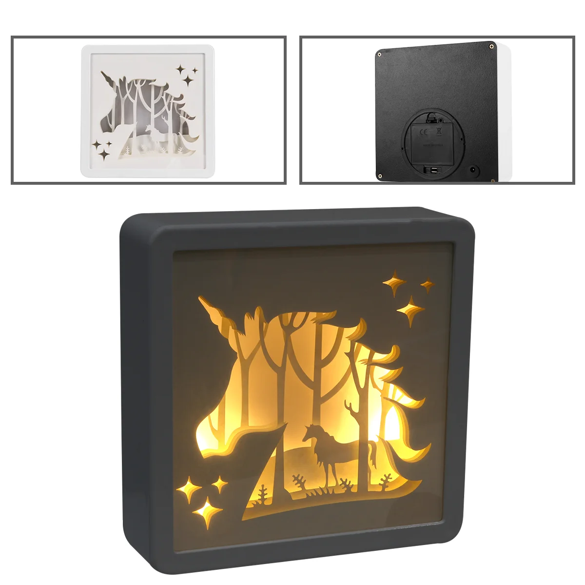 Единорог Свет Ретро 3D Коробка для вырезания из бумаги Внутренние декоративные