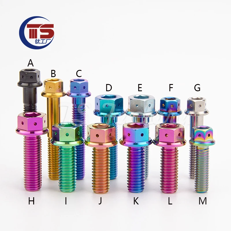 

TS Titanium Factory 10 шт. модифицированные стандартные фланцевые титановые винты с шестигранной головкой и отверстием GR5 M8X15/16/20/25/30/35/40/45/5