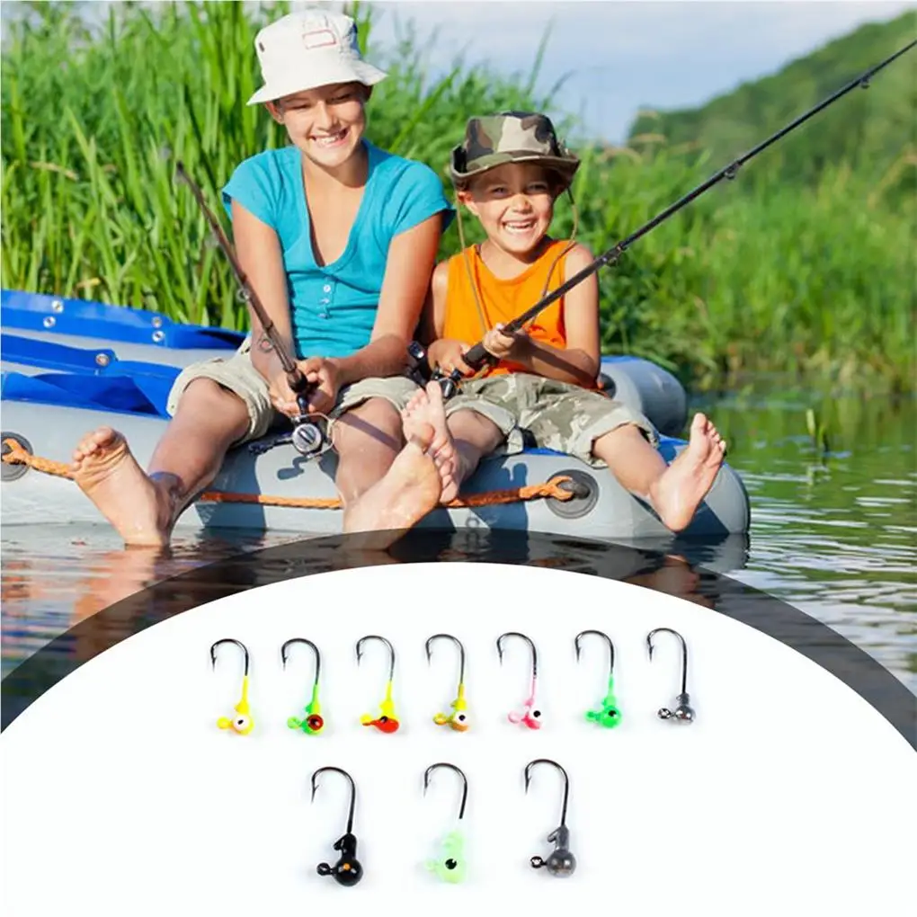 

100pcs Fishing Hooks Set Multicolor Lead Head Jigs with Single Hook Maggot Grub Soft Lure Outdoor Fishing Accessories