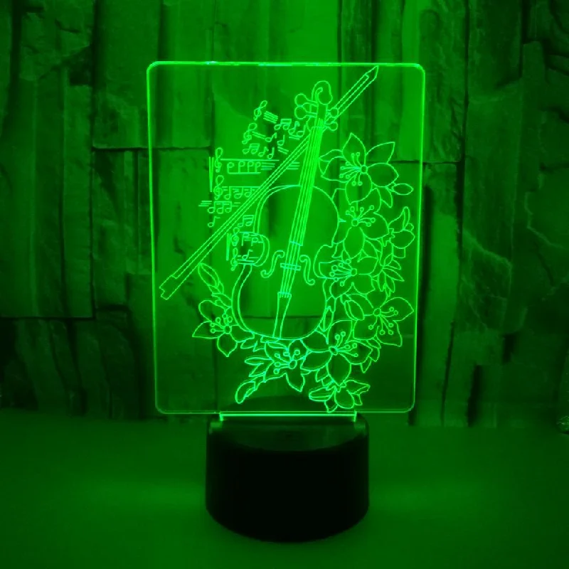 

3D Violin Night Lights LED Musical Instruments Night Lamp Remote Touch 7 Color Changing for Baby Bedroom Decoration Kids Gift