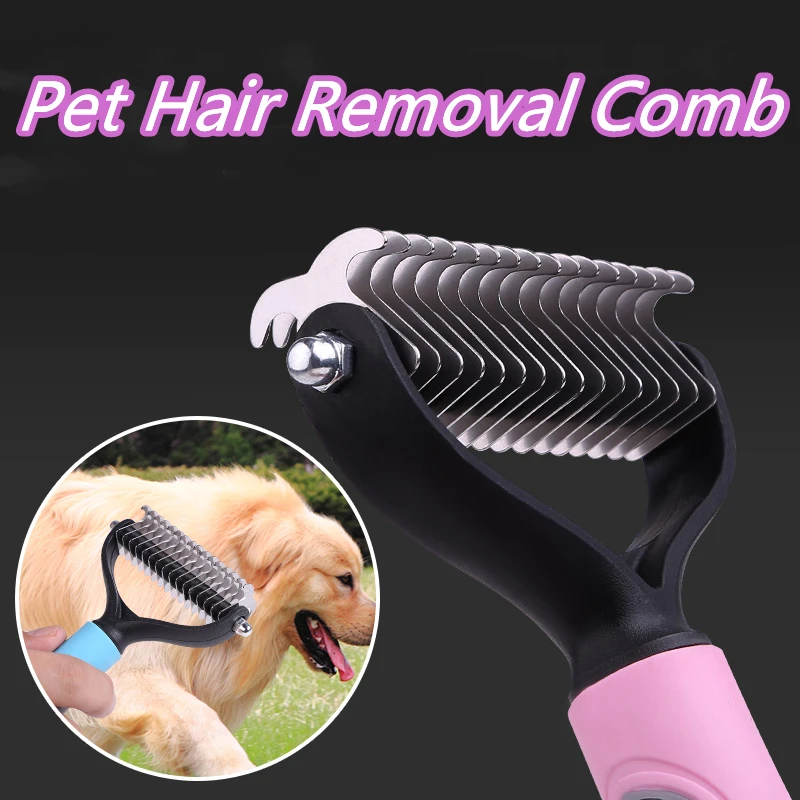 

2022 New Hair Removal Comb for Dogs Cat Detangler Fur Trimming Dematting Brush Grooming Tool For matted Long Hair Curly Pet