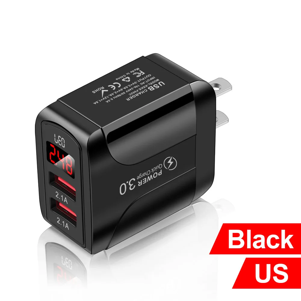Luxmoc 2.1A Быстрое зарядное устройство со светодиодным дисплеем USB-зарядное для