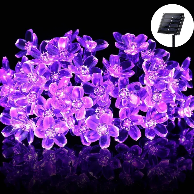 

20/50/100LED Solar Flower Lights Outdoor Garden Christmas Lamp Fairy Cherry Blossoms String Lights for Festoon Party Home Decor