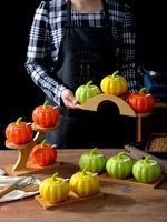 creative nordic style pumpkin container with spoonceramic kitchen seasoning tank set salt shaker spice jar kitchen accessories