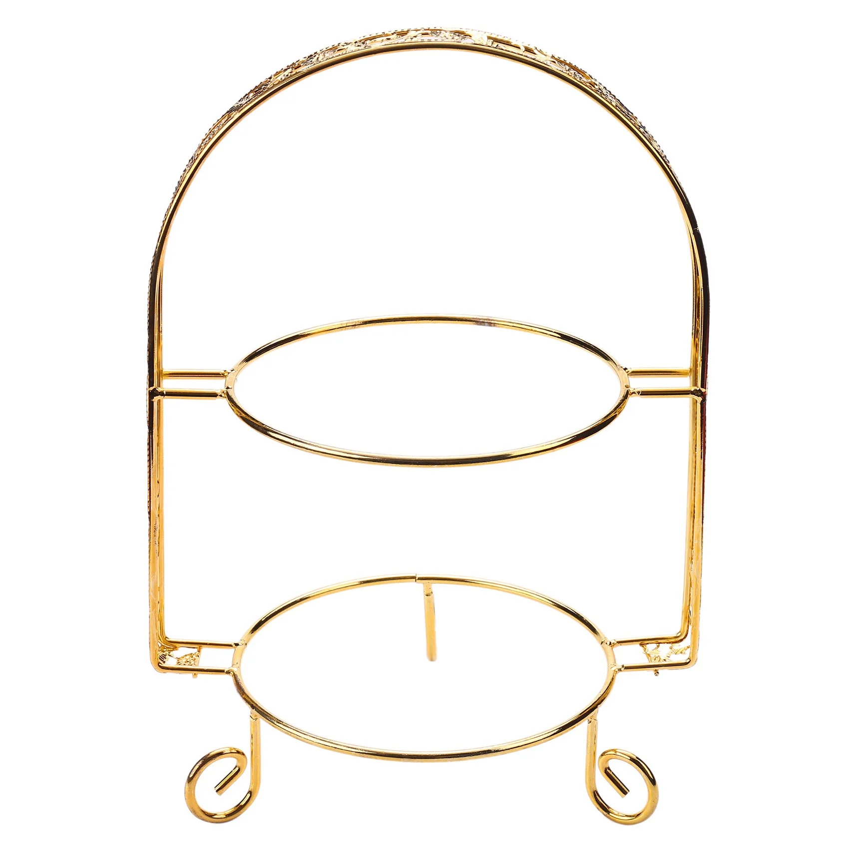 

Metal Cake Stand Double-Layer Arch-Shaped Golden Fruit Dessert Rack Wedding Birthday Party Decoration Cupcake Stand Gold