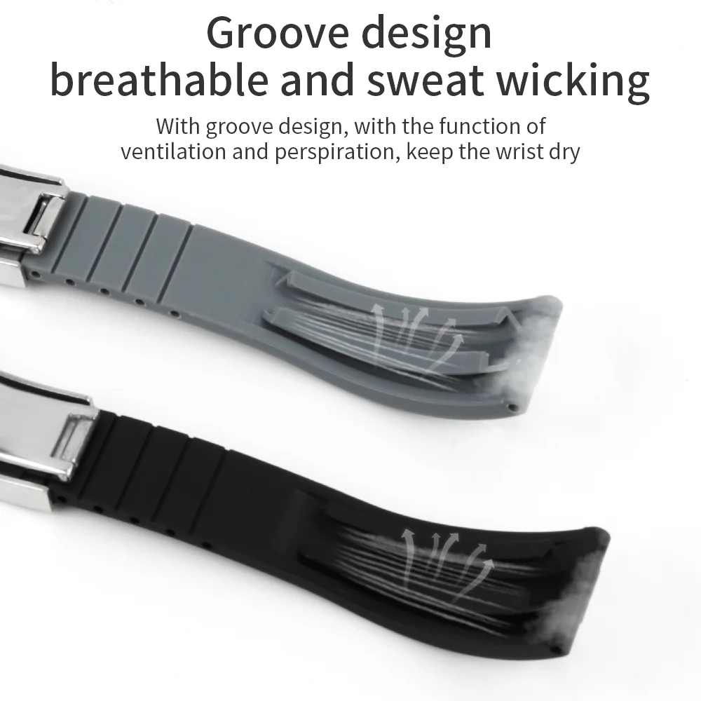 Silicone Strap for Omega Watch Band 20mm Curved End Rubber Wrist Bracelet Men Women Waterproof Sport Watchband Belt