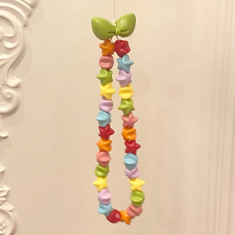 Colorful Stars Key Chain Ladies Fashion Cute Romantic Vintage Keychain Charm Korea 90s Aesthetic Bag Phone Chain Decoration Gift