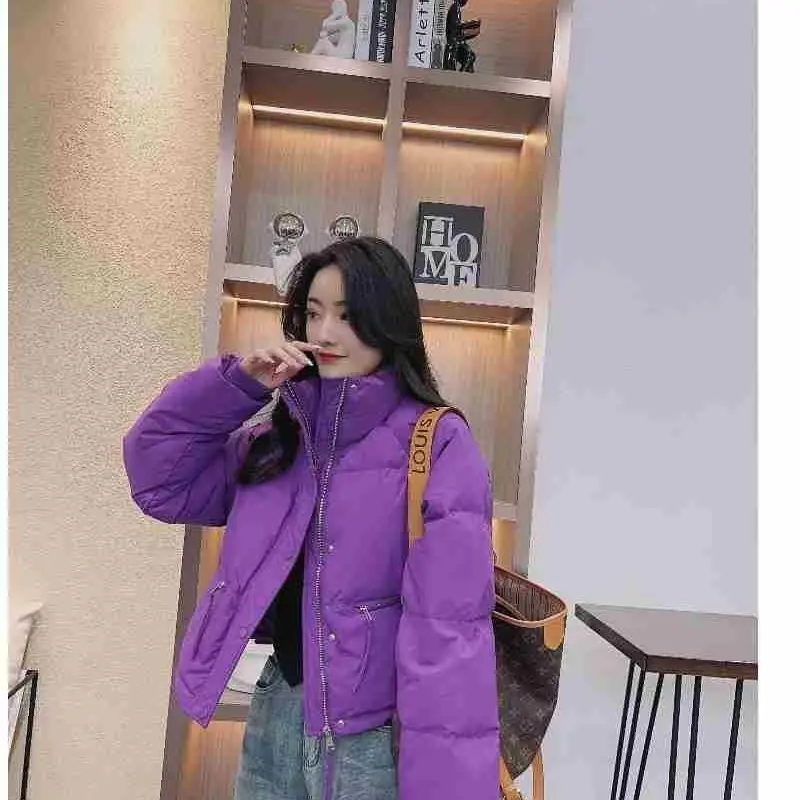 Women White Duck Down Jacket Casual Loose 2023 New Autumn Winter Warm Outwear with Stand Collar Korean Style Coat Ladies M16