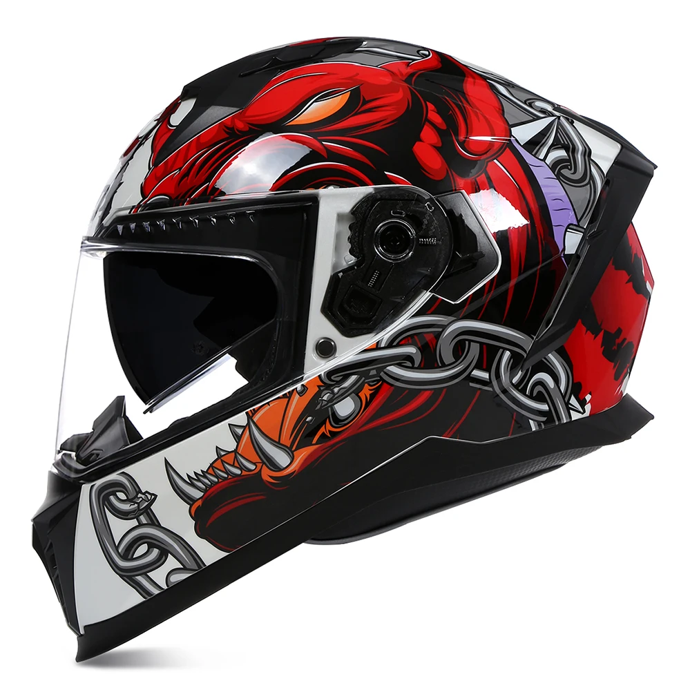 

DOT Approved Double Visor High Quality Full Face Motorcycle Helmet Men Motocross Racing Capacete Casqueiro Casque Four Seasons