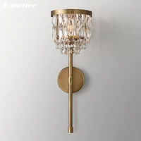 Portia Stick Sconce with Shade Modern Cut Crystal Drops Mini LED Wall Lamps Bedroom Vanity Clear Cristal Beads Light Fixture