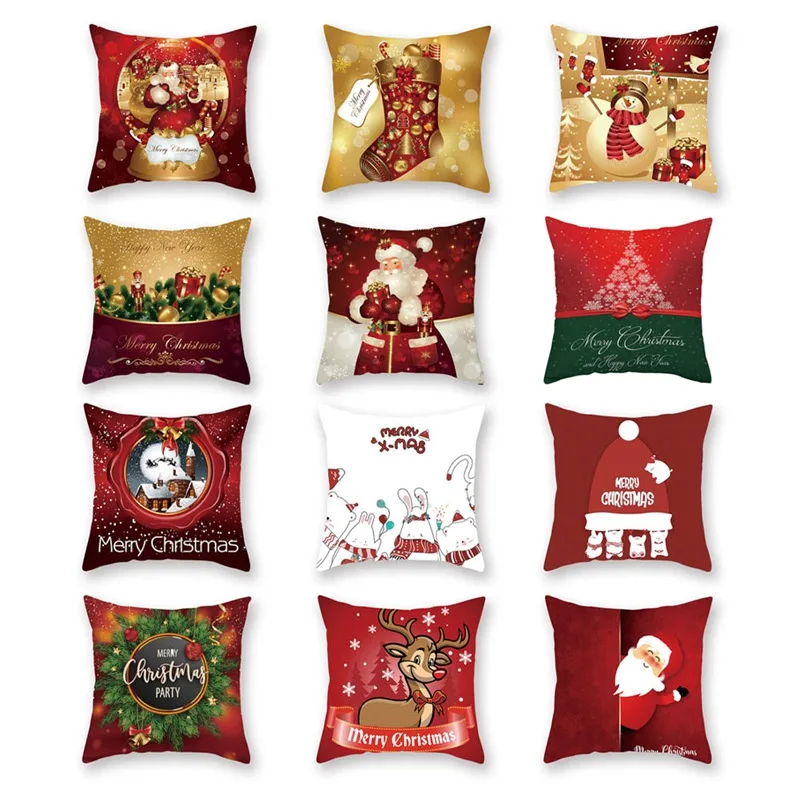 

Santa Claus Snowman Pillowcase Cartoon New Year Party Decor 45*45cm Cushion Cover Christmas Pillow Cover Sofa Bed Car Decor