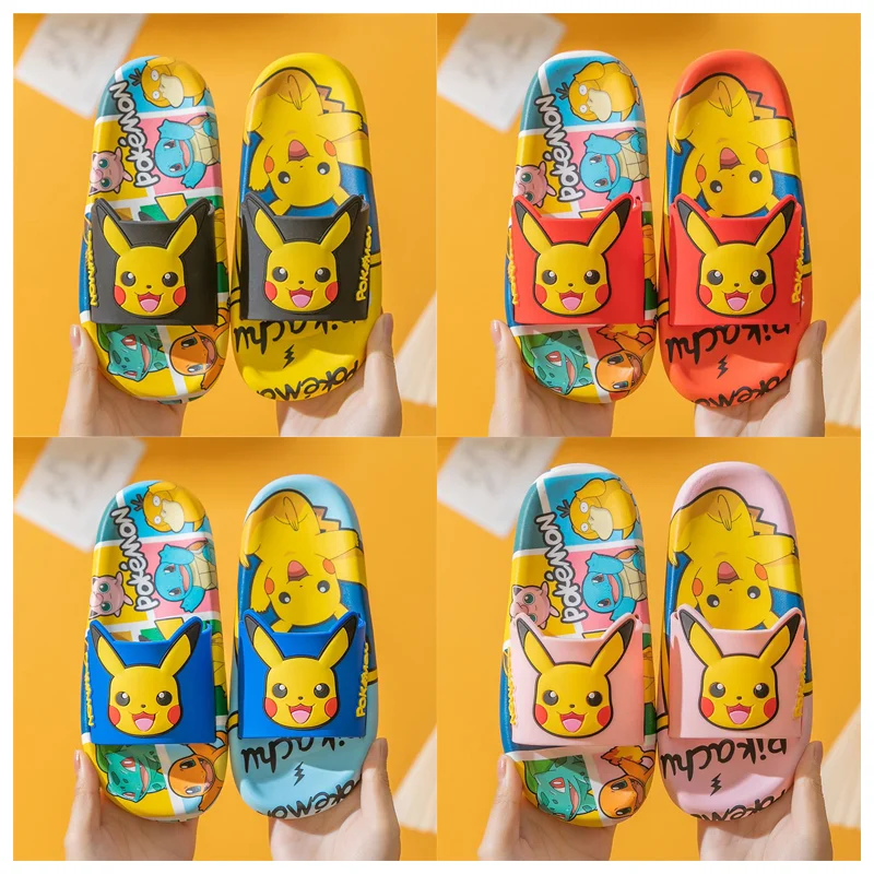 

Anime Cartoon Pokemon Pikachu Printed Children Summer Slippers Kawaii Non Slip Home Shoes Cute Beach Sandals Kids Birthday Gift