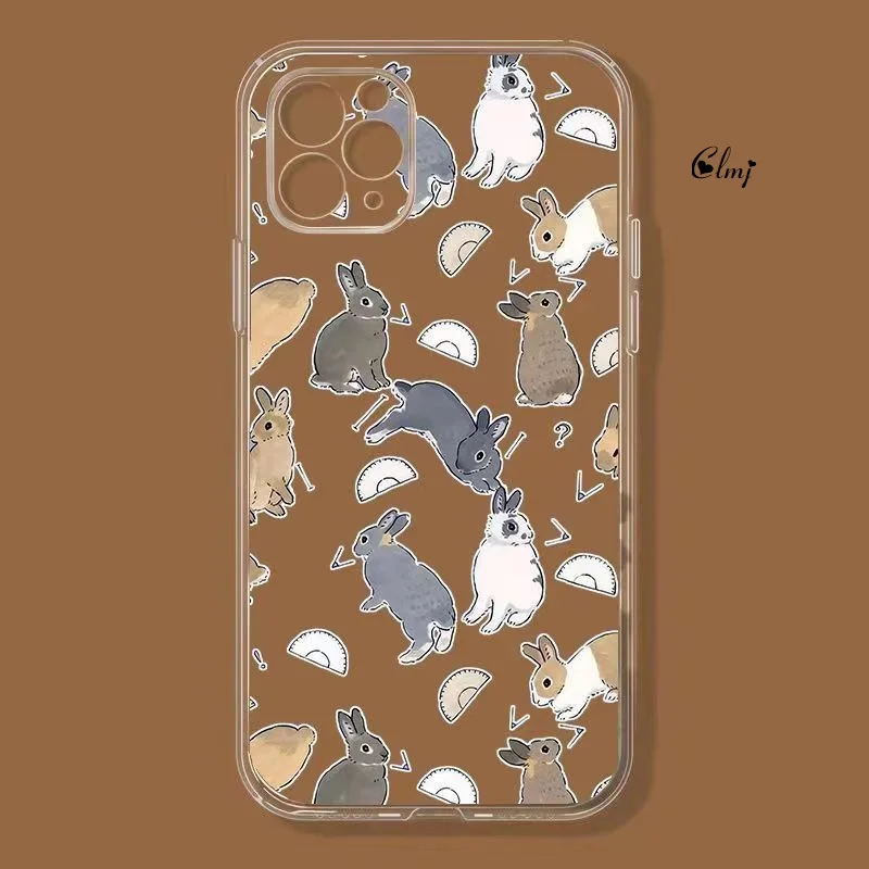 

Clmj Cute Rabbit Phone Case For Samsung Galaxy A13 A54 A52 S23 Plus S22 Ultra For iPhone 14 13 12 11 Silicone Protective Cover