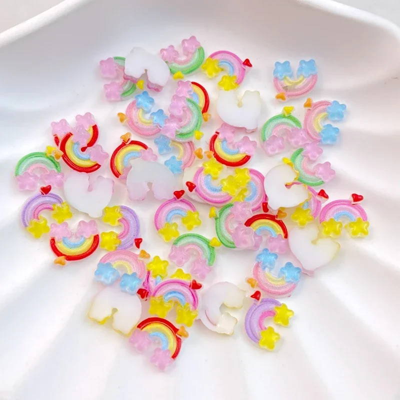 50 шт. новые милые полимерные Светящиеся в темноте Радужные плоские детали для