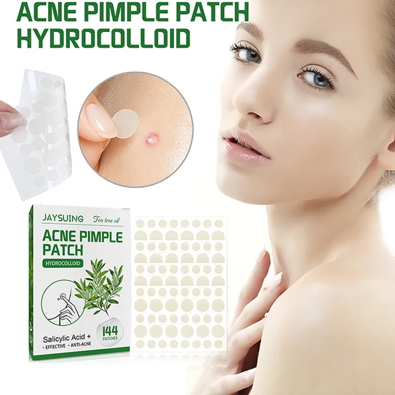 

144Pcs Acne Pimple Patches Translucent Matte Hydrocolloid Salicylic Acid Tea Tree Oil for Inflamed Acne Improve Whiteheads