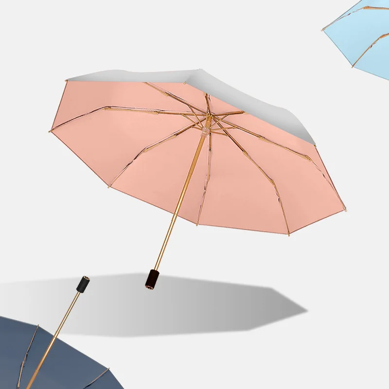 

16K двухслойный титановый планшетофон Защита от УФ-лучей женский ветрозащитный Портативный 3 складные солнцезащитные зонты