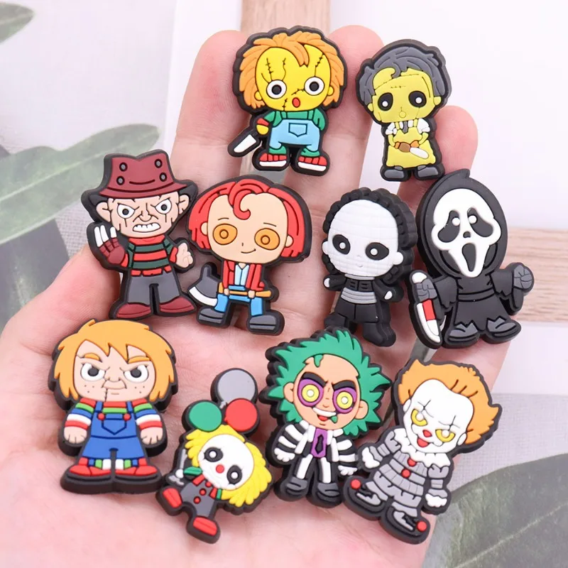 

1-28pcs Horrible Buckle Clog Shoe Charms Weird Clown Vampire Sandals Accessories PVC Shoe Decorations DIY Bracelets Croc Jibz