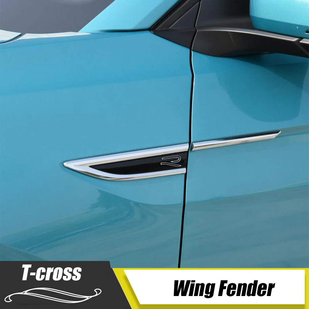 

For VW Volkswagen T-cross Tcross 2018-2021 ABS chrome Car Side Wing Fender Door Emblem Badge Sticker Garnish Trim Accessories