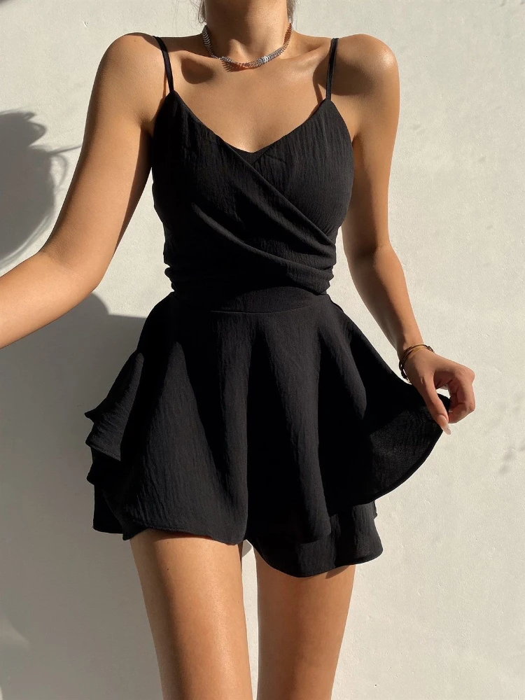 

Summer Dress Women 2023 Fashion New In Evening Elegant Sexy Women Clothing Suspender Bodice V-neck Temperament Short Dresses
