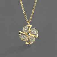 creative fashion rotatable windmill necklace for women gold plated fan blades pendant jewelry wholesale