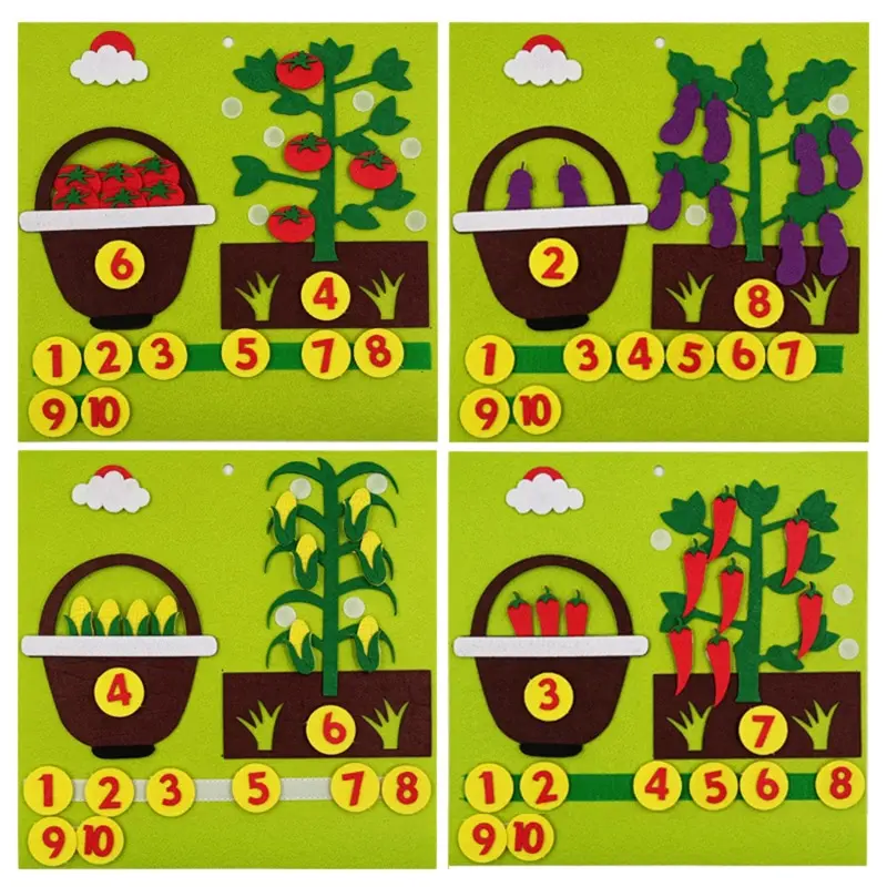 

Kids Montessori Materials Educational Toys Numbers Counting Toy Animal Vegetable DIY Non-woven Math Toys Learning Toys Children
