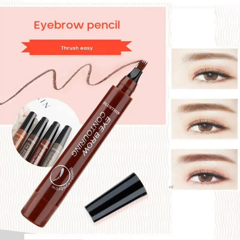 

5 Colors Liquid Eyebrow Pencil Makeup Waterproof Lasting Easy To Color 4 Fork Tip Fine Sketch Eyebrow Tattoo Color Pen Cosmetic