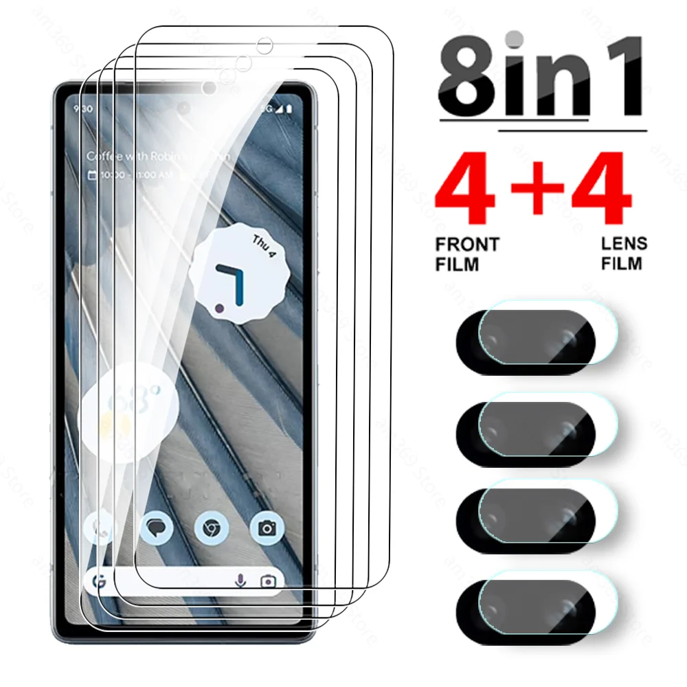 

8in1 For Google Pixel 7a 7 6a 6 5G Tempered Glass Case Camera Lens Film Googe Pixel7 A Pixel7a Pixel6 Pixel6a Screen Protector