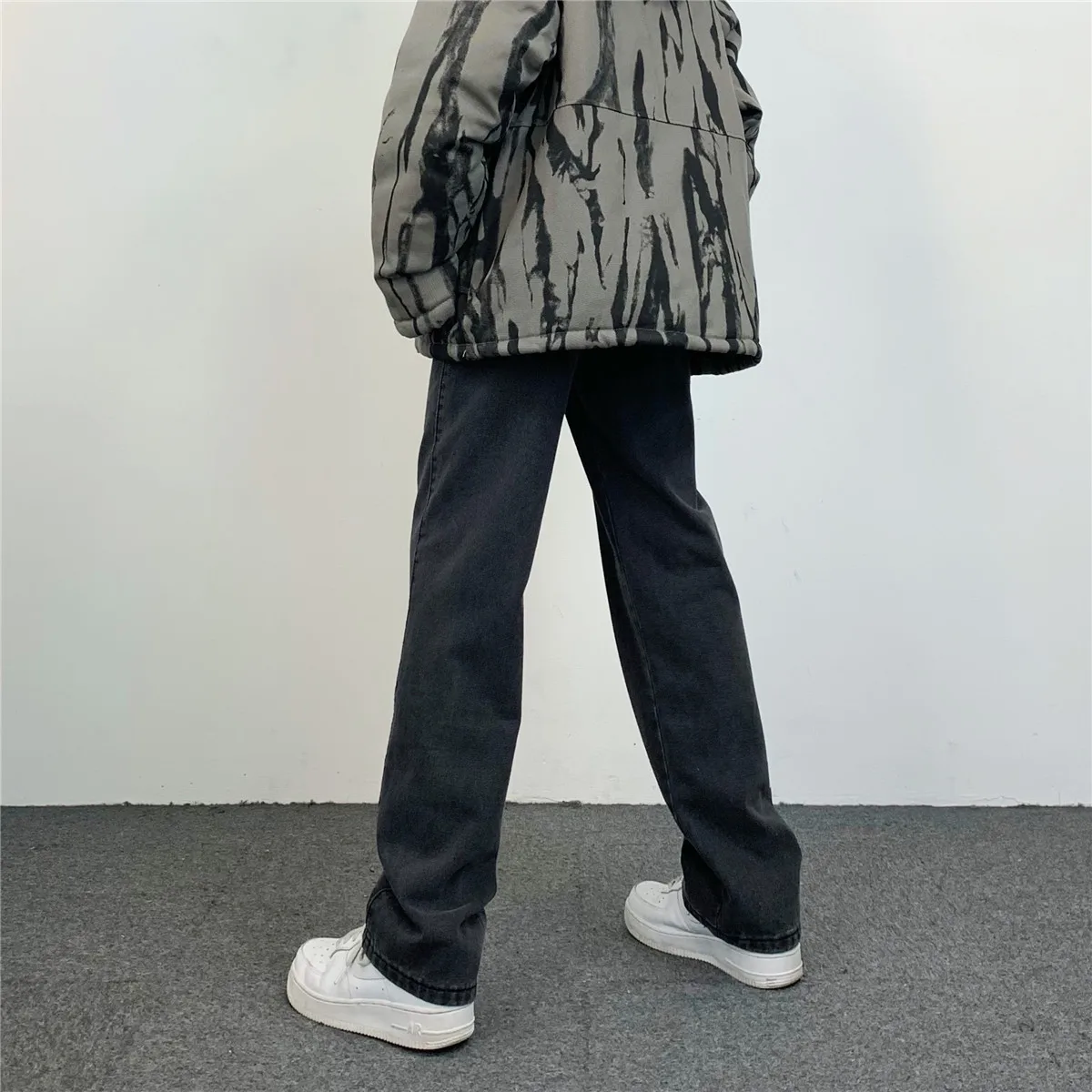 Men's Straight Jeans Solid Color Letter Pattern Korean Version Y2k Men's Fashion Street Jeans Ins Hot Sale Mens Street Wear