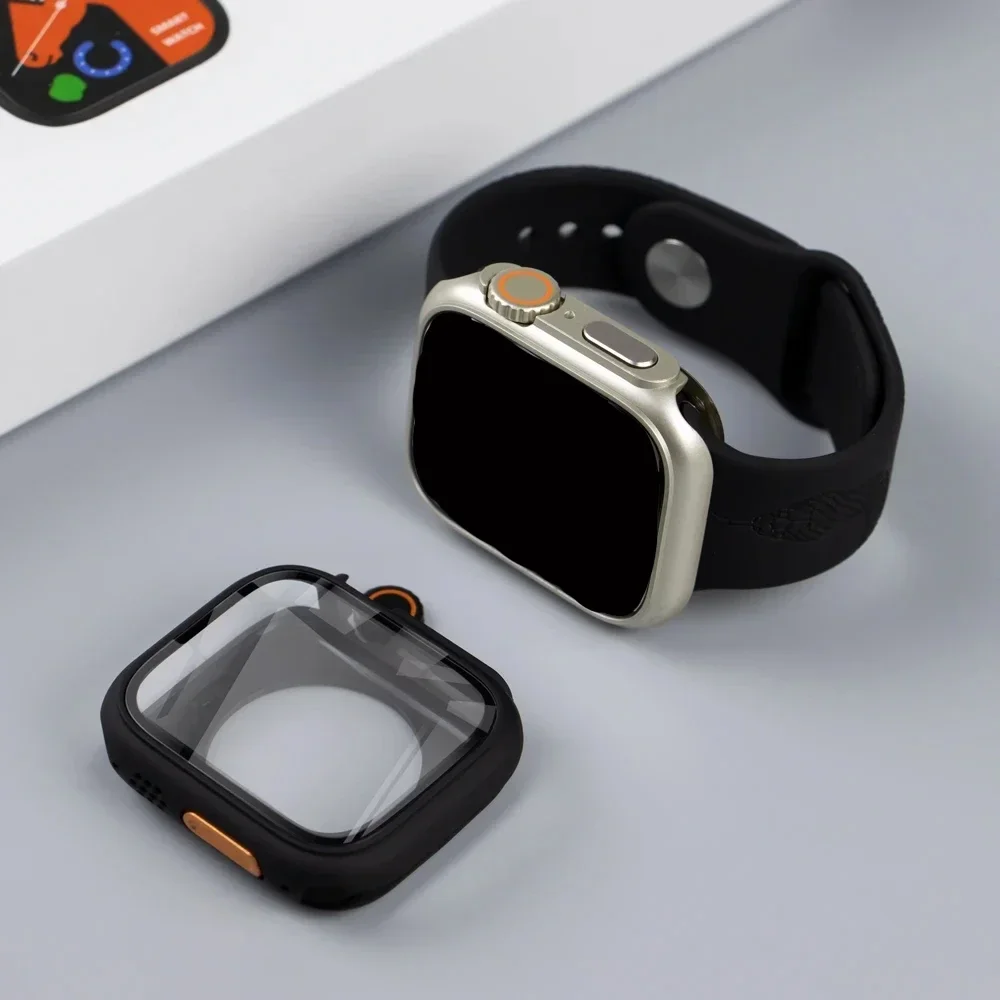 Фото Glass Case for Apple Watch 42mm 46mm 44mm 45mm 41mm 40mm Screen Protector Cover Change Ultra Bumper iWatch Series10 9 8 7 SE 6 5 №4