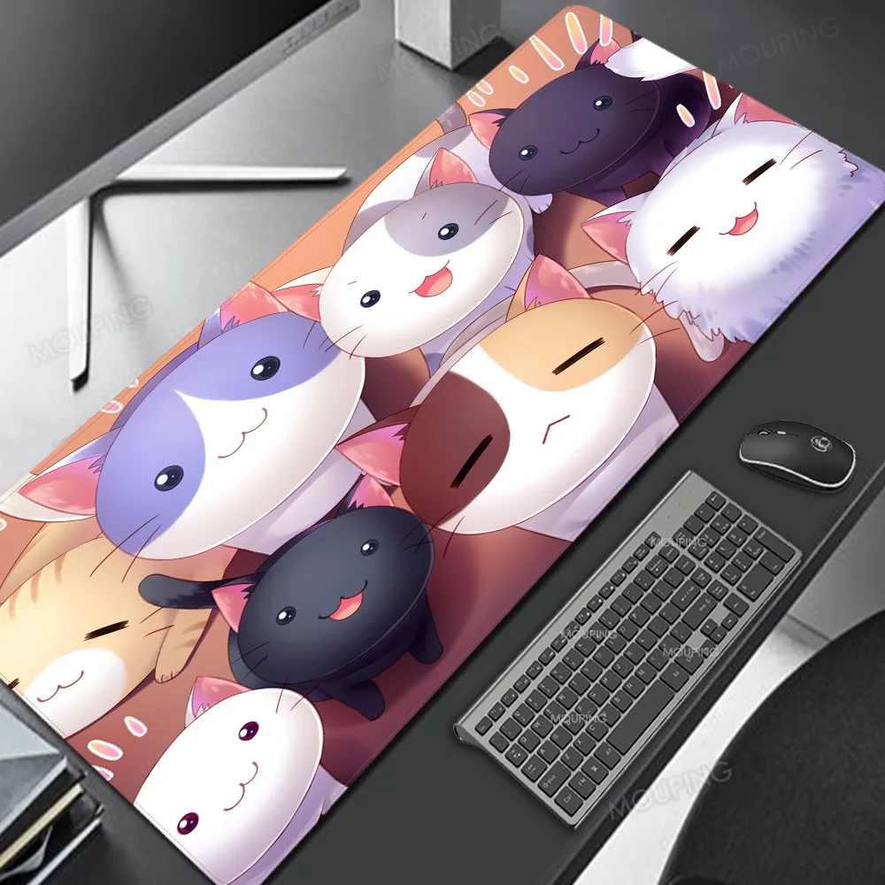 

Cat Japanese Style Art Mouse Pads 700x300 Kawaii Office Supply Pad with Its Print Desk Table White Accessories Aesthetic PC XXL