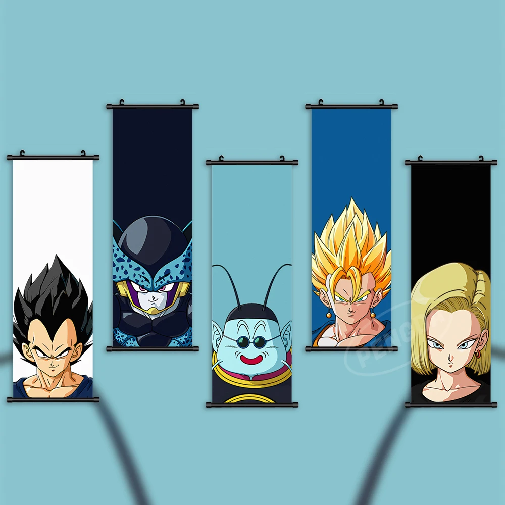 

Canvas Anime Prints Dragon Ball Wall Goku Art Super Saiyan Home Decor Android 18 Hang Painting Launch Scroll Picture Living Room