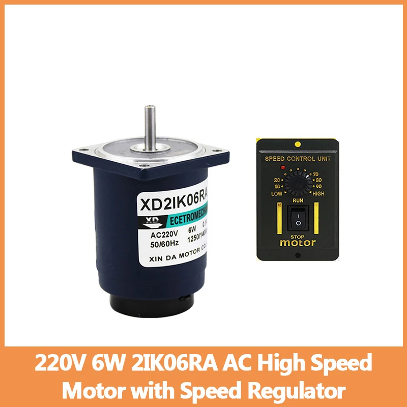 

Высокоскоростной двигатель переменного тока 220 В 6 Вт с регулятором скорости, однофазный 1400 об/мин-2800 об/мин, регулируемая скорость, CW CCW