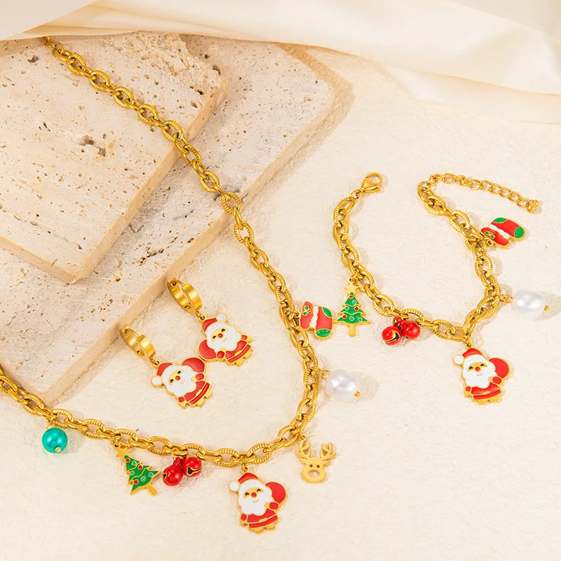 GANEMLY из нержавеющей стали 316L креативное рождественское ожерелье браслет серьги