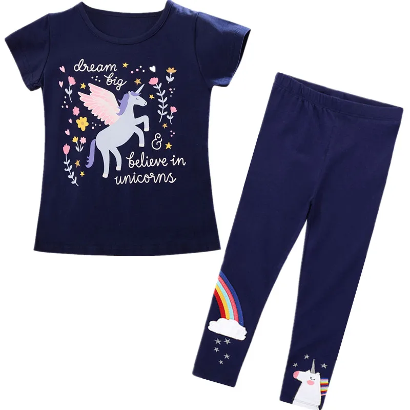 

Summer Girls Unicorn Casual Clothes Sets Kids T-Shirt Shorts 2PCS Casual Outfit 3-7 Years Children Cartoon Printed T-Shirt+Pants