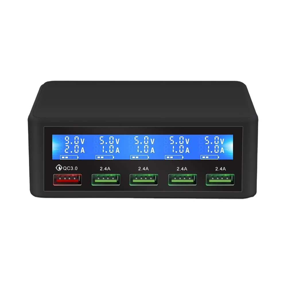 

Быстрое зарядное устройство ANDOOLEX USB с несколькими портами QC3.0, с 5 USB-портами, с ЖК-дисплеем высокой четкости