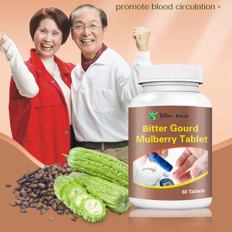 1 Bottle 60 Pills Bitter Gourd Mulberry Tablet helps reduce blood sugar promote blood circulation improve pancreatic function