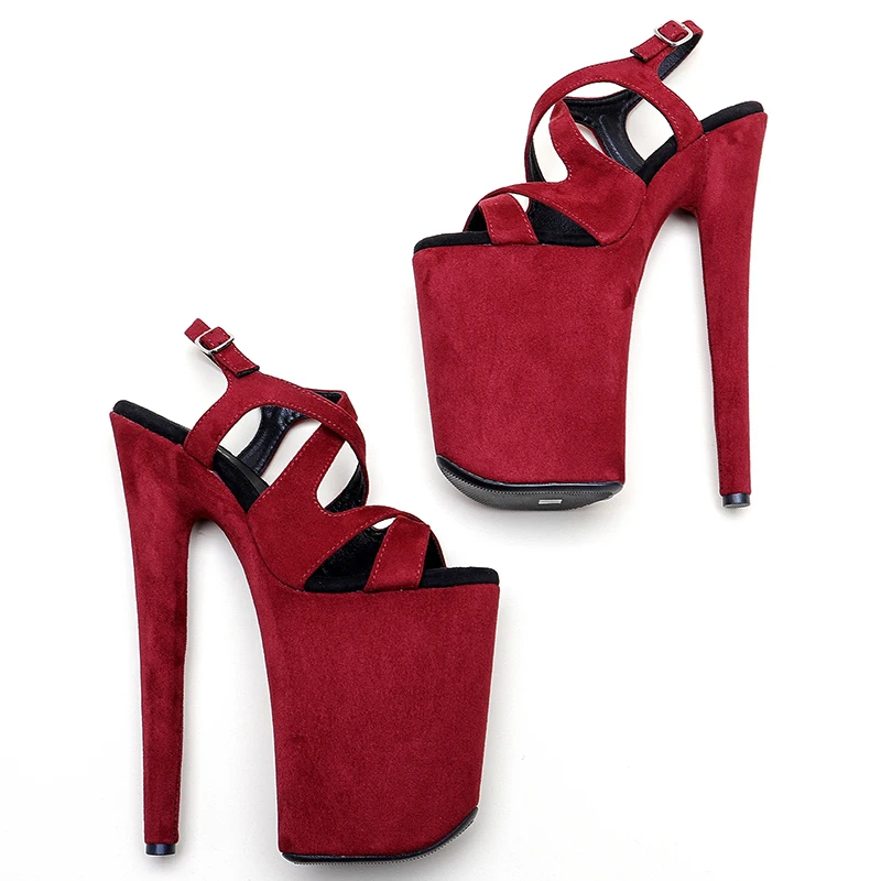 Leecabe 23CM/9inches Suede upper  Platform Sexy  High Heels Sandals Pole Dance shoes