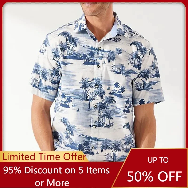 

Men's Summer Hawaiian Shirt Summer Shirt Casual Short Sleeve Graphic Coconut Tree Turndown Street Vacation Button-Down Clothing