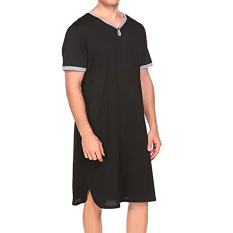 Thin Nightdress Loose Short Sleeve Pajamas Men's T-shirt Homewear Clothes Adult Onesie Men Sleepwear Pijamas Hombre