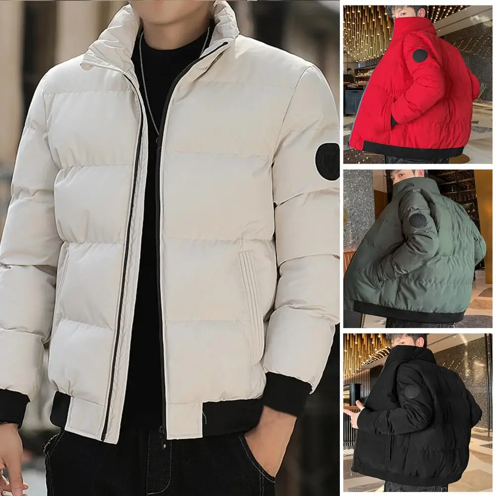 

Puffer Jacket Men Stand Collar Casual Streetwear Cotton Padded Men's Thick Warm Coat Lightweight Men Streetwear Male Clothes