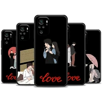 phone case for redmi note 10 11 11s 11e 7 8 8t 9 9s 9t pro plus 4g 5g soft silicone case cover cartoon girl boy love