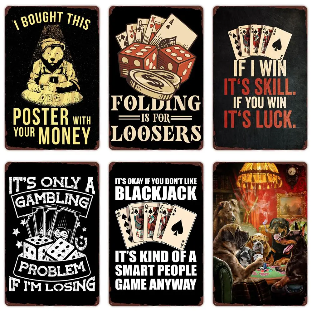 

Funny Poker Vintage Metal Tin Sign Blackjack Art Poster Eat Sleep Poker Repeat Retro Plaque Bar Cafe Home Casino Wall Decor