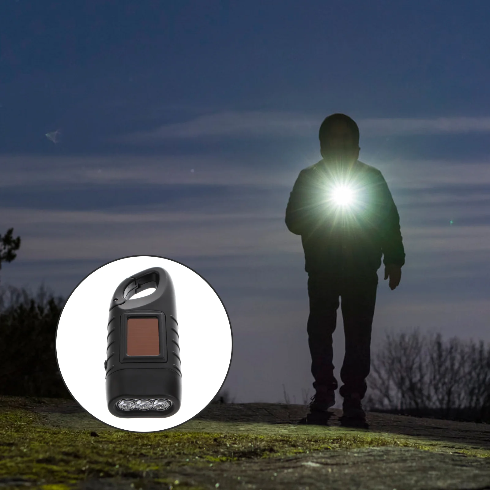 

1pc Self Powered Flashlight Outdoor Solar Flashlight Hand Charging Torch