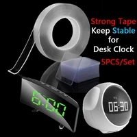 5pcs nano tape magic desk alarm clock stable sticker wall gel seamless double sided adhesive glue gadget without punch removable