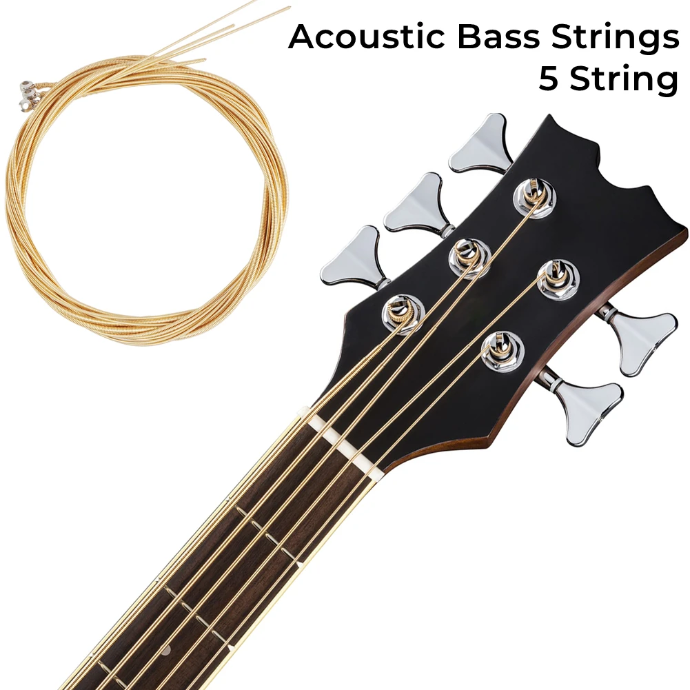 

5String Acoustic Bass Strings Replacement Accessories Brass String 040-125 Gauge Carbon Steel Core Brass Acoustic Bass String