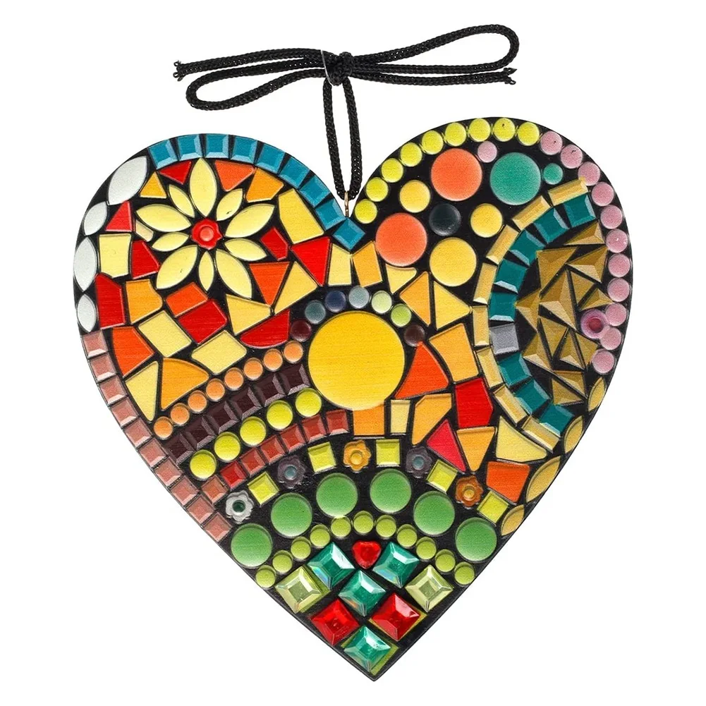 Large Mosaic Garden Heart Sculpture Decor Ornaments Resin Colorful Love Garden Decorations For Indoor Outdoor Home Heart Pendant