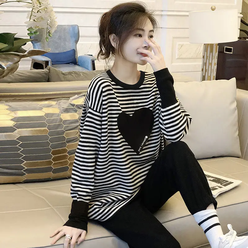 

Fashion Striped Hoodies Women Causal Long Sleeve Oversized Pullover Tops Harajuku Loose Sweatshirt Autumn Female Cotton T Shirts