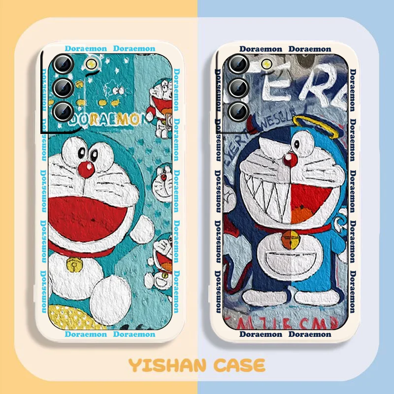 

Trendy cool style Doraemon Phone Case For Samsung Galaxy S22 S21 S20 Pro FE S10 Note 20 10 Plus Ultra Liquid Rope Cover